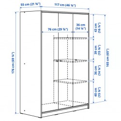Ikea Kleppstad Wardrobe 3 Doors White 80441759