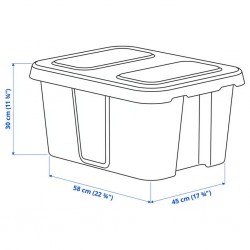 Ikea Klamtare Storage Box With Lid Dark Grey 58x45x30 cm - 90292363