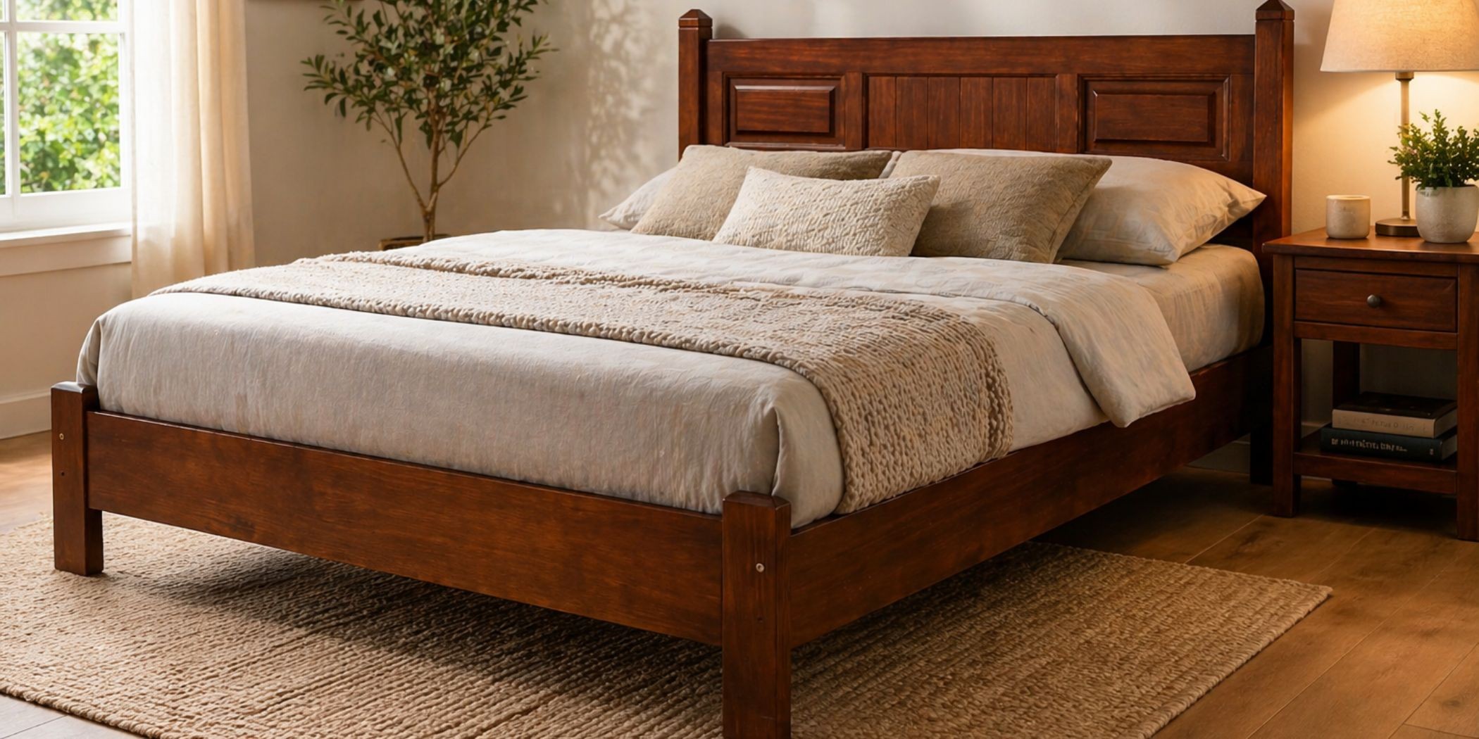 Canberra Bed 150x190 cm Pine Brown Finish