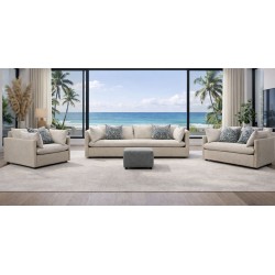 Helix 3+2+1+FREE OTTOMAN Fabric Beige Leather Gel