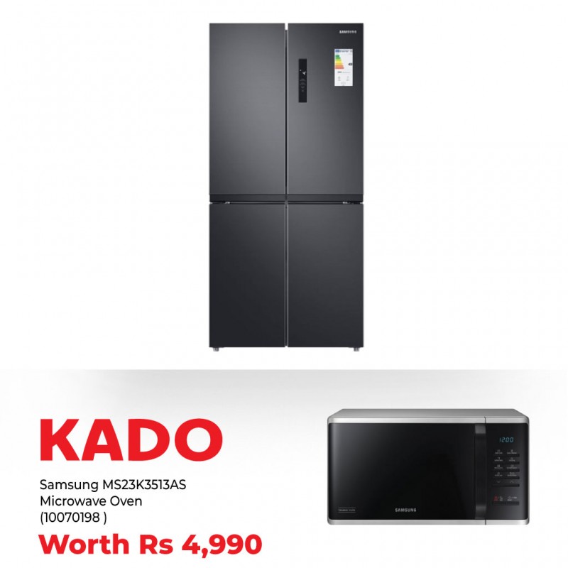 Samsung RF48A400EB4 Refrigerator & Free Samsung MS23K3513AS Microwave Oven