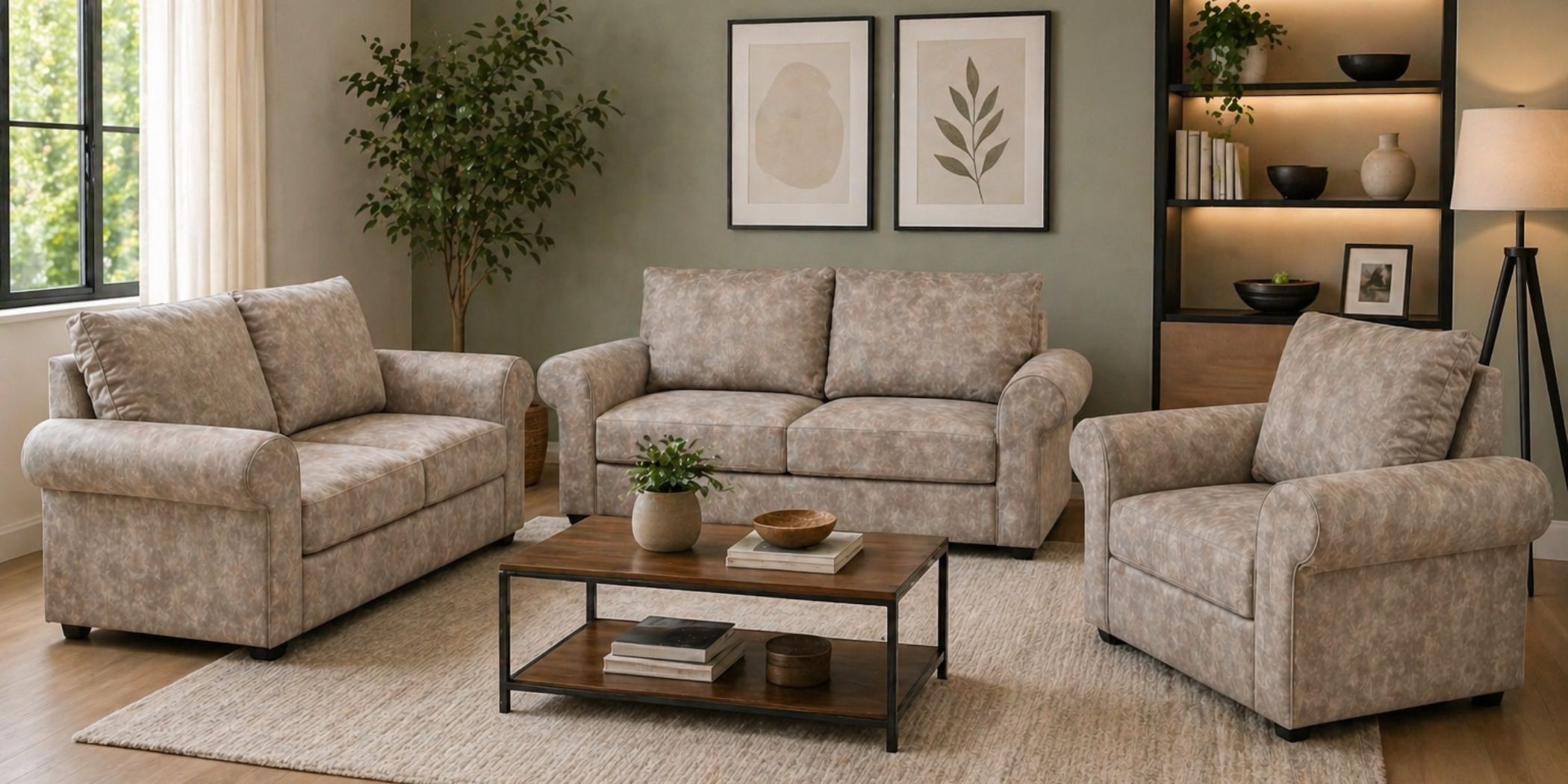 Lina 3+2+1 Str Fabric Dove