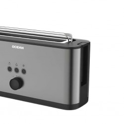 Ocean OCTOHI1002XB 2YW 2 Slice Dark Inox Toaster With Bun Warmer
