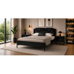 Essencia Bed 180x200 cm Glossy Black & Marble
