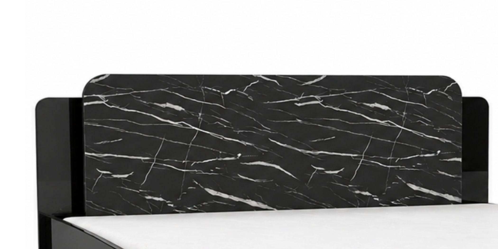 Essencia Bed 180x200 cm Glossy Black & Marble