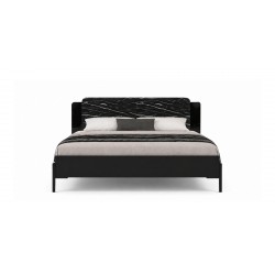 Essencia Bed 180x200 cm Glossy Black & Marble