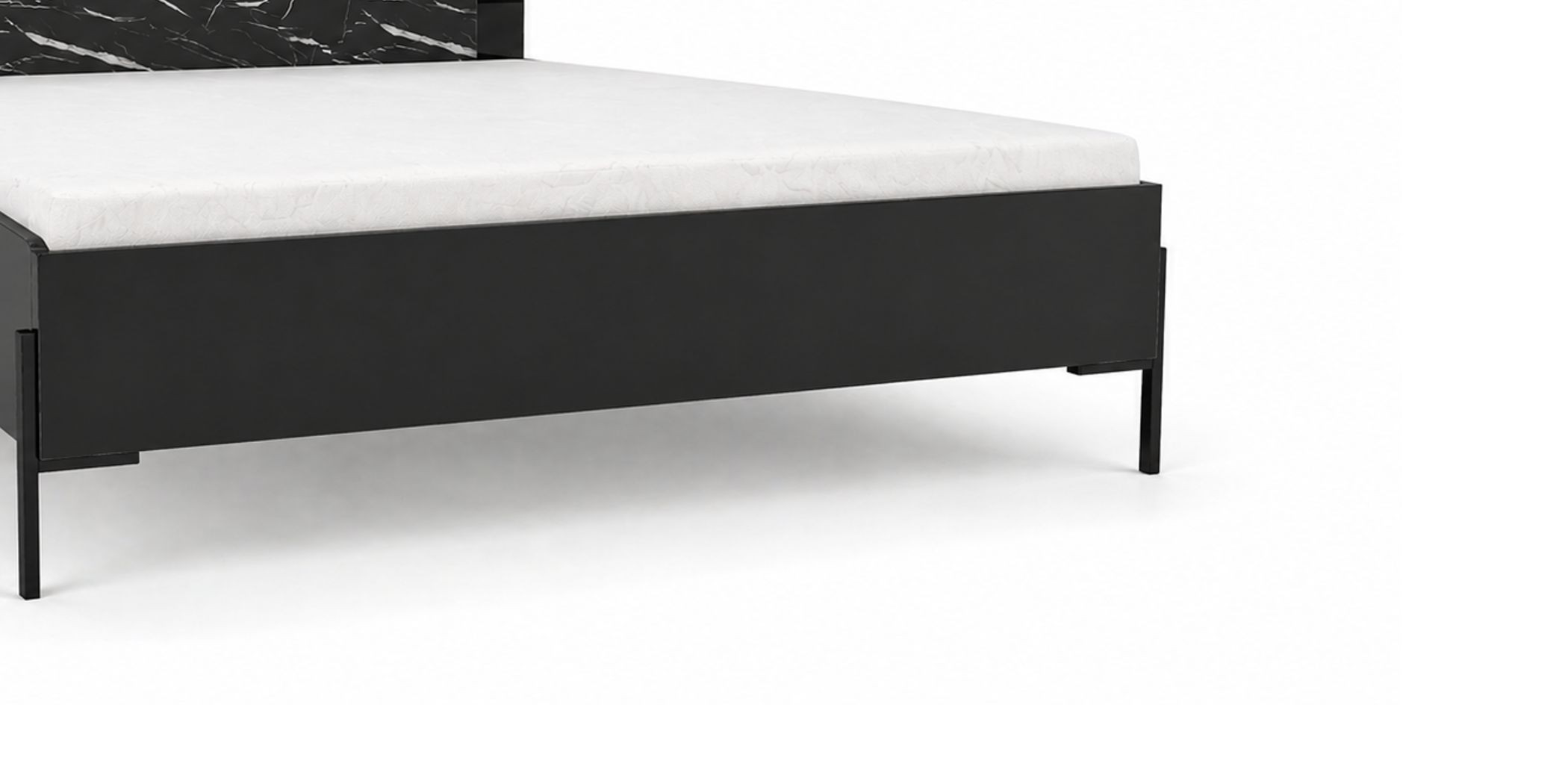 Essencia Bed 180x200 cm Glossy Black & Marble