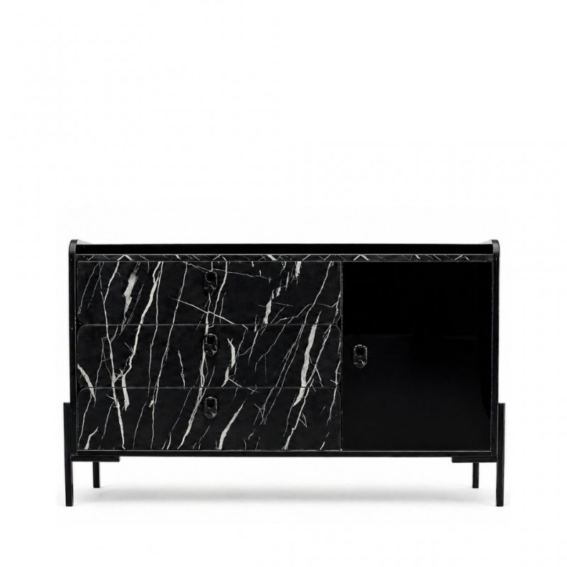 Essencia Chest Of Drawers Glossy Black & Marble