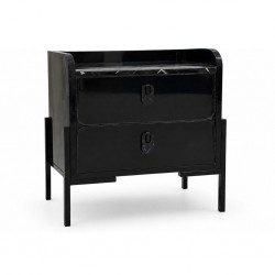 Essencia Night Table Glossy Black & Marble