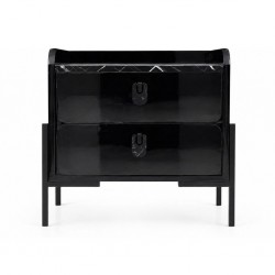 Essencia Night Table Glossy Black & Marble