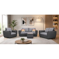 Lisa 3+2+1+FREE OTTOMAN Fabric Dark Grey