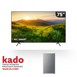 Hisense 75A6H 75'' 4K Smart TV & Free Hisense RR121D4ADF Free Refrigerator