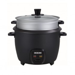 Ocean RCR2810AMNG 2.8L Black 2YW Rice Cooker With Glass Lid & Aluminium Steamer