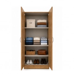 Ace Wardrobe 2 Doors With Shelves MDF Red Oak