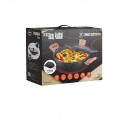 Westinghouse WCCW0085D24MBB 24cm Pressed Aluminum Wok With Glass Lid