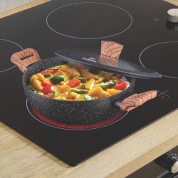 Westinghouse WCCW0085D24MBB 24cm Pressed Aluminum Wok With Glass Lid