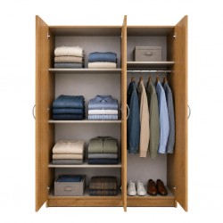 Ace Wardrobe 3 Doors With Shelves MDF Red Oak