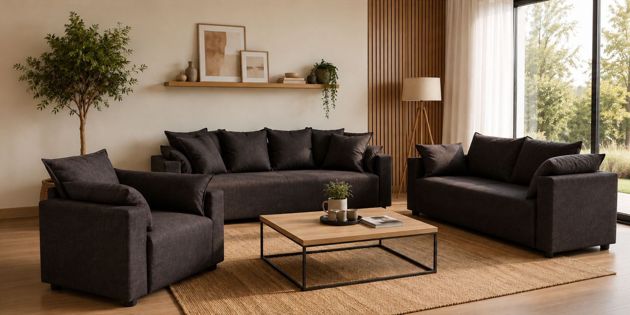 Vista 3+2+1 Str Fabric Dark Olive