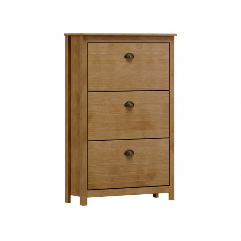 Topazio Shoe Cabinet White & Freijo Solid Wood 9175FN
