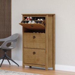 Topazio Shoe Cabinet White & Freijo Solid Wood 9175FN