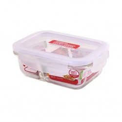 Lock & Lock LLG422C 320ml Rectangle W/Divider Borosilicate Ovenglass - HC352