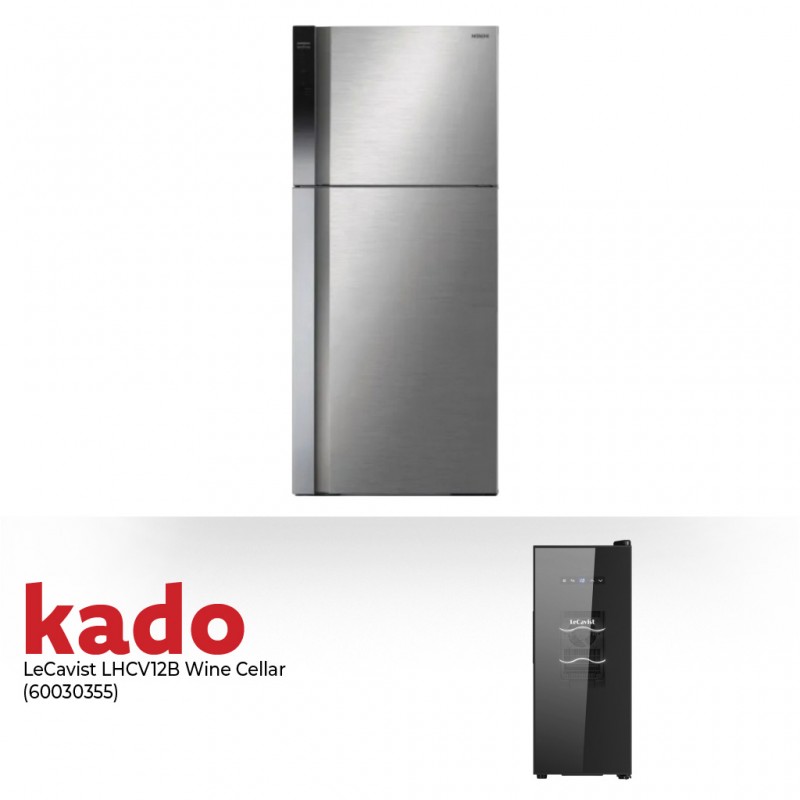 Hitachi R-V611PRU0 Refrigerator & Free LeCavist LHCV12B Wine Cellar Thermoelectric