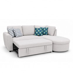 Hilton RHF Chaise with 2-Seater Pull-Out Bed Fabric Linen Beige