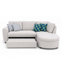 Hilton RHF Chaise with 2-Seater Pull-Out Bed Fabric Linen Beige