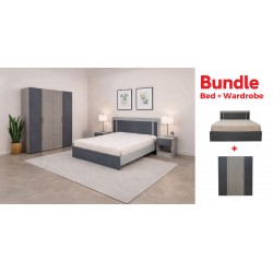 Linea Bed 150x190 cm & Linea Wardrobe 4 Doors