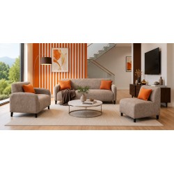 Brava Sofa 3+2+Armless Chair Fabric Brown
