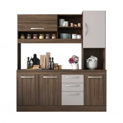 Clara Kitchen Cabinet 5 Doors & 3 Drawers Walnut Trend Off White