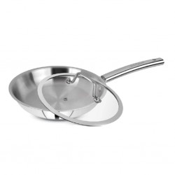 Solitaire TPFGL01 20cm SS Triply Fry pan W/ Glass Lid "O"