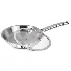 Solitaire TPFGL04 26cm SS Triply Fry pan W/ Glass Lid "O"