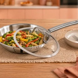 Solitaire TPFGL01 20cm SS Triply Fry pan W/ Glass Lid "O"