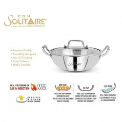 Solitaire TPKGL06 30cm SS Triply Wok W/ Glass Lid "O"