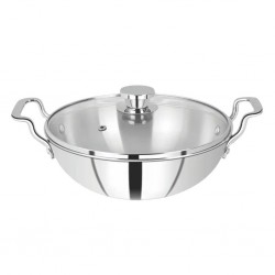 Solitaire TPKGL06 30cm SS Triply Wok W/ Glass Lid "O"