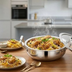 Solitaire TPBP06 30cm SS Triply Biryani Pot W/ Glass Lid "O"