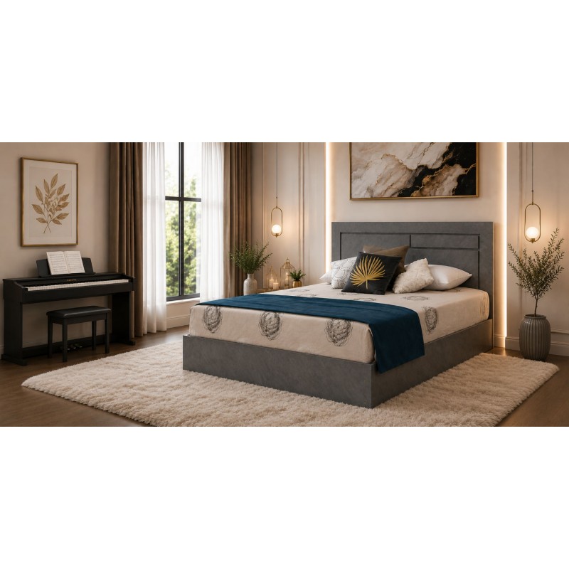 Willington Bed 180x200 cm In Plywood Dark Grey