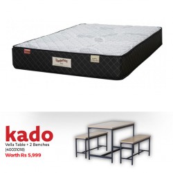 Slumberland Dallas Supreme 160x200 cm White & Free Vella Table & 2 Bench in Melamine Oak