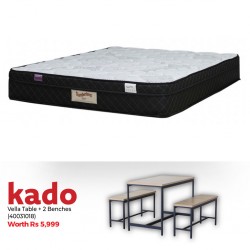 Slumberland Dallas Comfort 180x200 cm White & Free Vella Table & 2 Bench in Melamine Oak