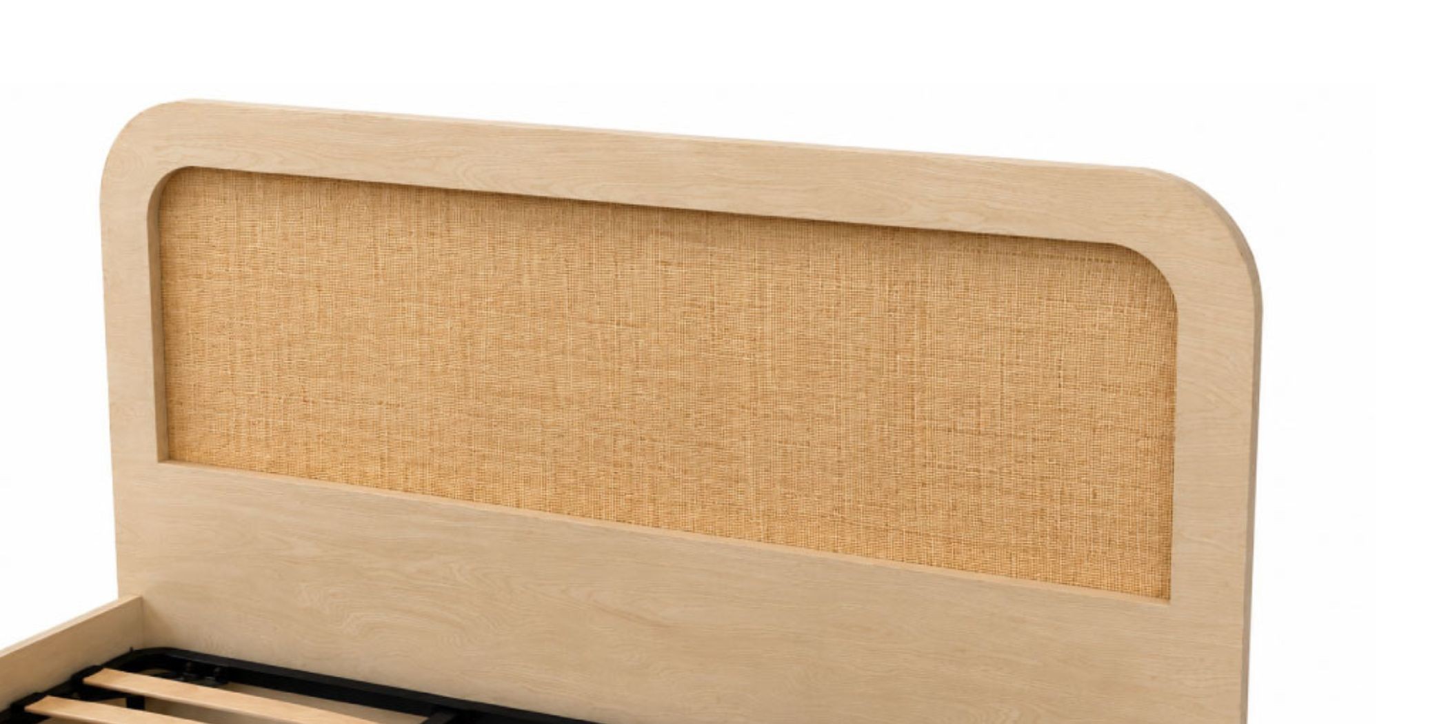 Cecilia Bed 180x200 cm In MDF Veneer & Rattan