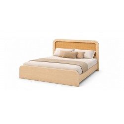 Cecilia Bed 180x200 cm In MDF Veneer & Rattan