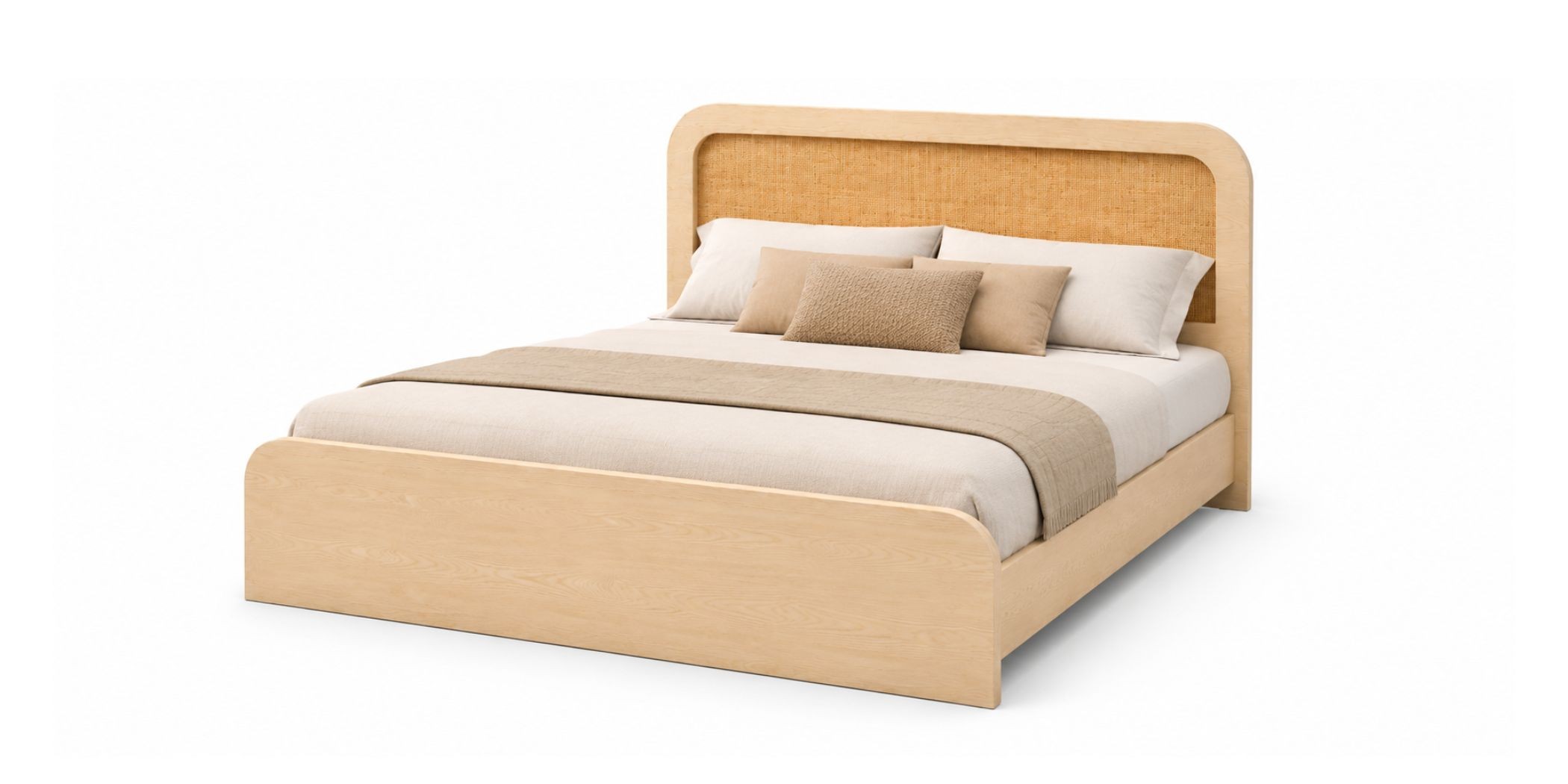 Cecilia Bed 180x200 cm In MDF Veneer & Rattan