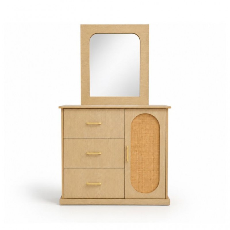 Cecilia Chest Of Drawers In MDF Veneer & Rattan