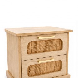 Cecilia Night Table In MDF Veneer & Rattan