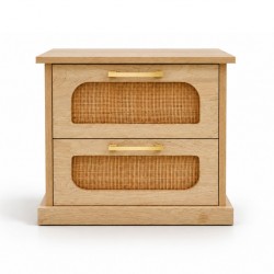 Cecilia Night Table In MDF Veneer & Rattan