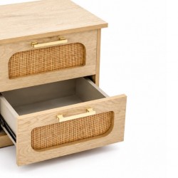 Cecilia Night Table In MDF Veneer & Rattan