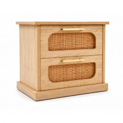 Cecilia Night Table In MDF Veneer & Rattan