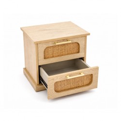Cecilia Night Table In MDF Veneer & Rattan