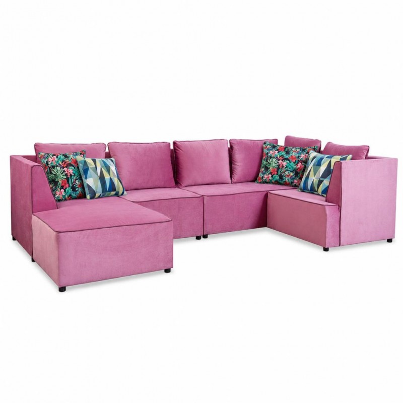 Elsee Corner LHF Chaise + RHF 2S + Armchair Fab Pink